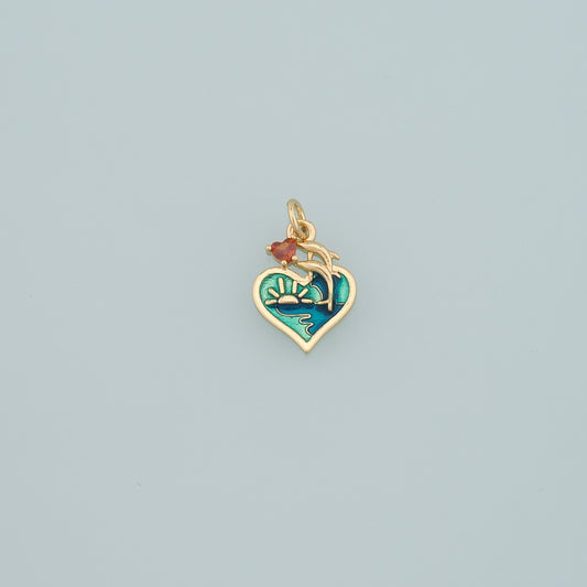 Gold Dolphin Charms,18K Gold Filled Enamel Dolphin Pendant,Enamel Dolphin Charm Bracelet Necklace for DIY Jewelry Making Supply