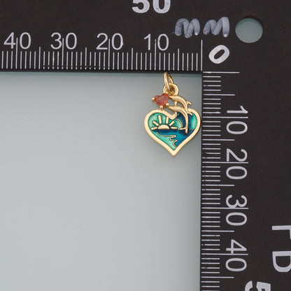 Gold Dolphin Charms,18K Gold Filled Enamel Dolphin Pendant,Enamel Dolphin Charm Bracelet Necklace for DIY Jewelry Making Supply