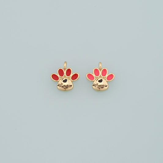 Gold Paw Charms,18K Gold Filled Cat Paw Pendant,Enamel Dog Paw Charm Bracelet Necklace for DIY Jewelry Making Supply