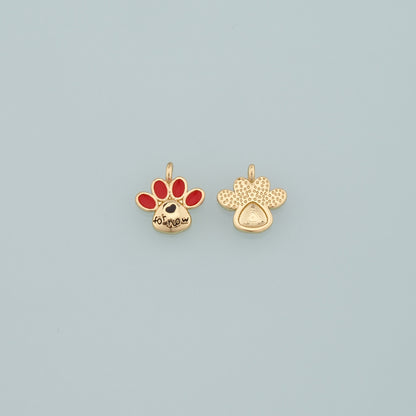 Gold Paw Charms,18K Gold Filled Cat Paw Pendant,Enamel Dog Paw Charm Bracelet Necklace for DIY Jewelry Making Supply