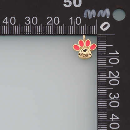 Gold Paw Charms,18K Gold Filled Cat Paw Pendant,Enamel Dog Paw Charm Bracelet Necklace for DIY Jewelry Making Supply