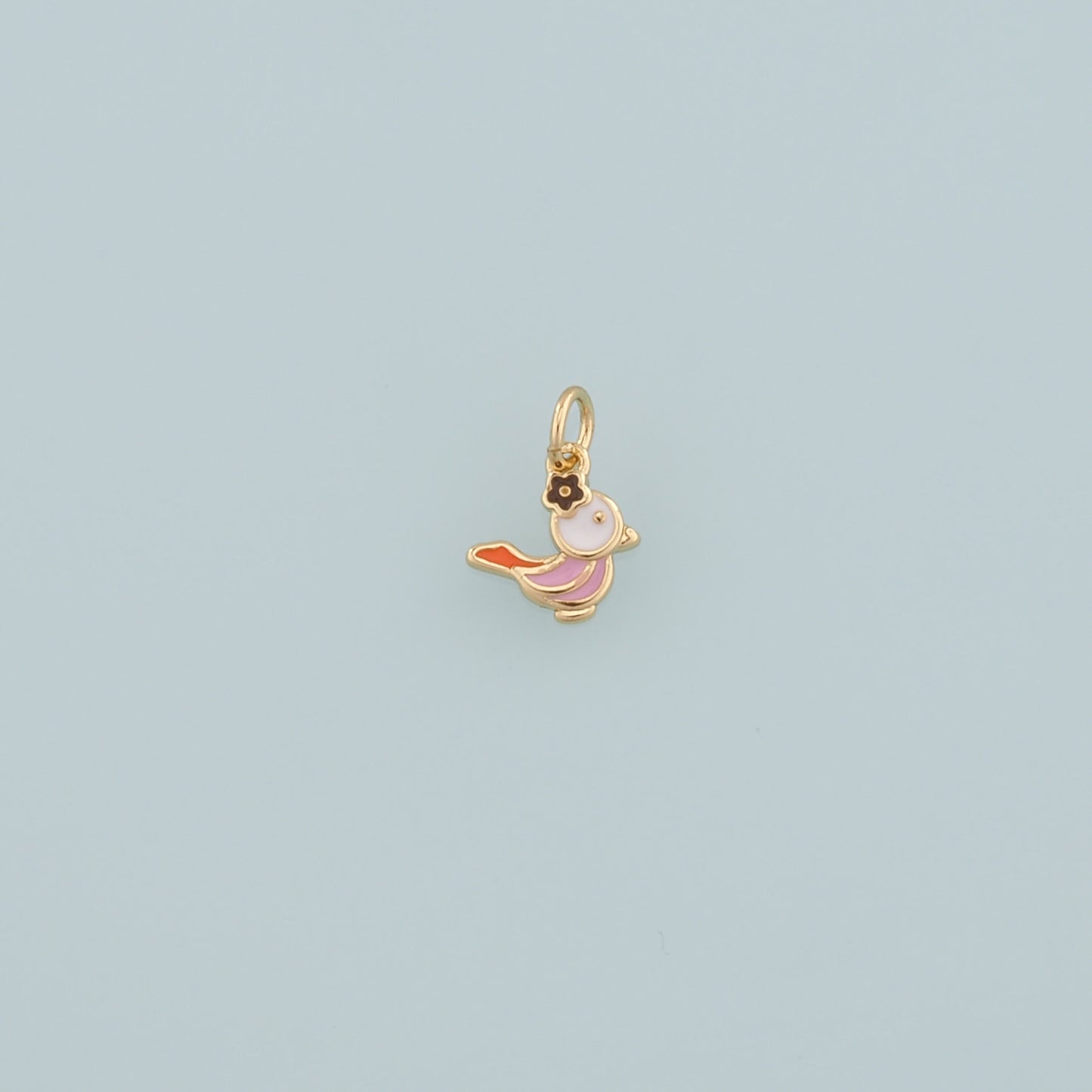 Gold Animal Charms,18K Gold Filled Bird Pendant,Enamel Bird Charm Bracelet Necklace for DIY Jewelry Making Supply