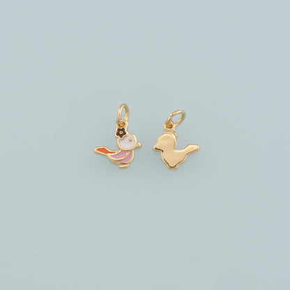 Gold Animal Charms,18K Gold Filled Bird Pendant,Enamel Bird Charm Bracelet Necklace for DIY Jewelry Making Supply