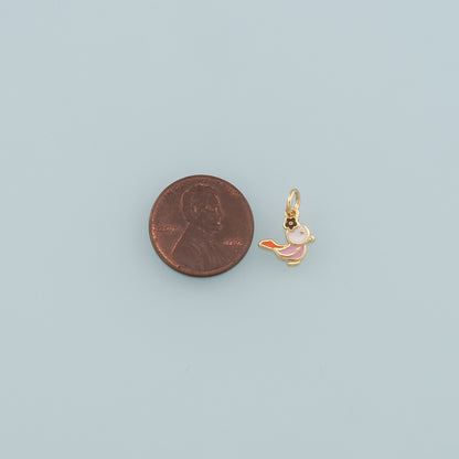 Gold Animal Charms,18K Gold Filled Bird Pendant,Enamel Bird Charm Bracelet Necklace for DIY Jewelry Making Supply
