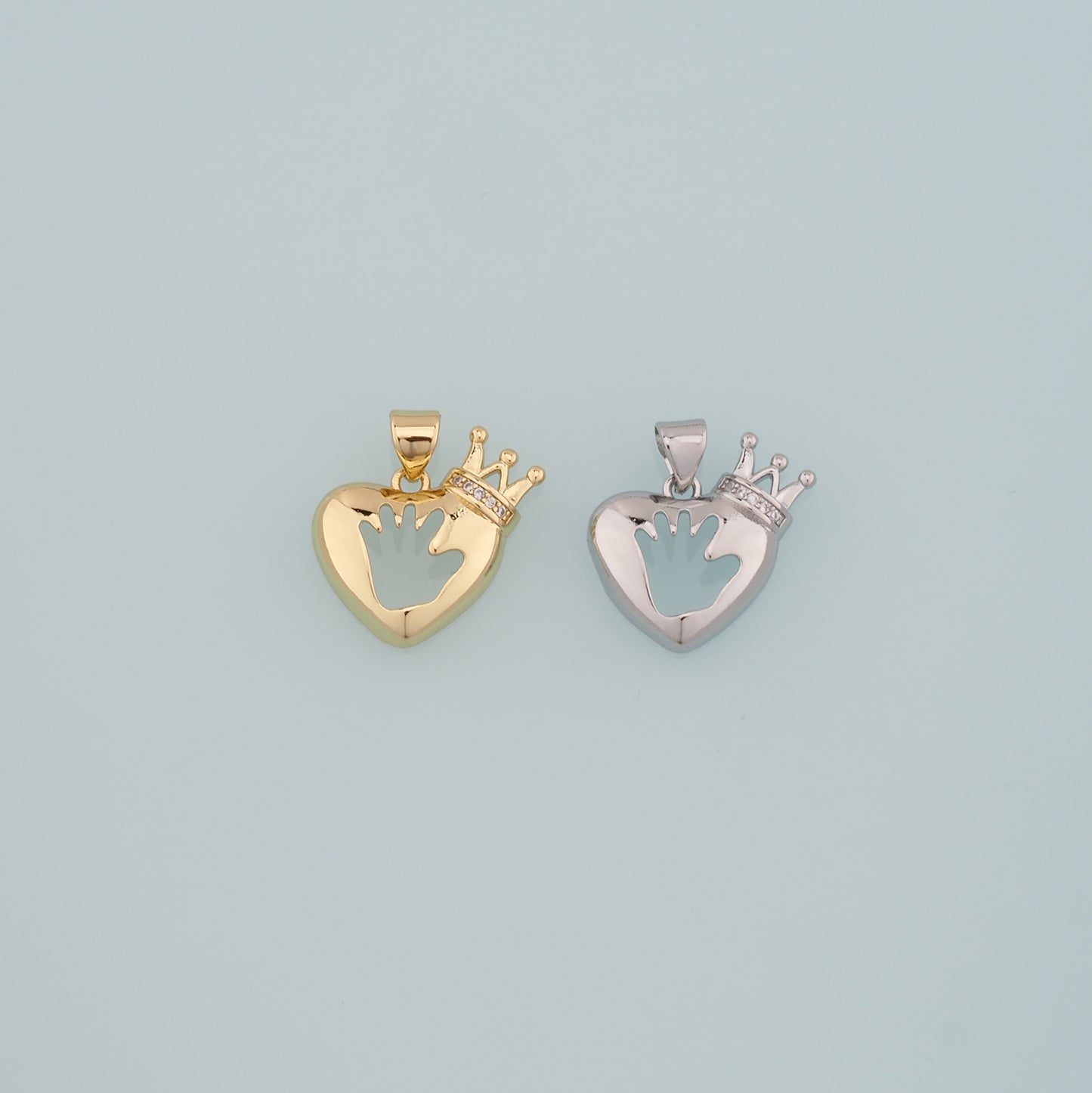 Gold Heart Charms,18K Gold Filled Heart Pendant,CZ Micro Pave Heart Crown Charm Bracelet Necklace for DIY Jewelry Making Supply