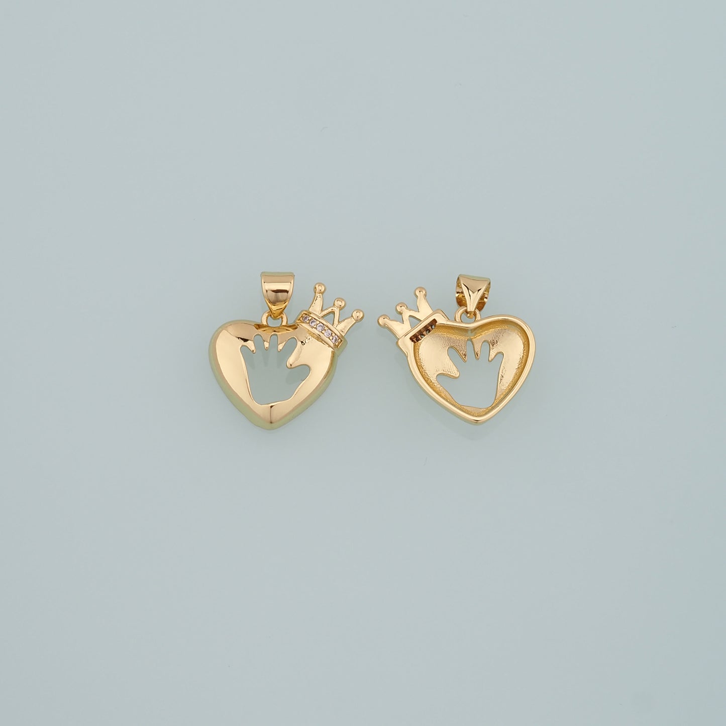 Gold Heart Charms,18K Gold Filled Heart Pendant,CZ Micro Pave Heart Crown Charm Bracelet Necklace for DIY Jewelry Making Supply