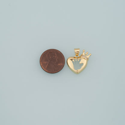 Gold Heart Charms,18K Gold Filled Heart Pendant,CZ Micro Pave Heart Crown Charm Bracelet Necklace for DIY Jewelry Making Supply