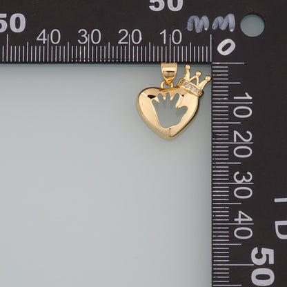 Gold Heart Charms,18K Gold Filled Heart Pendant,CZ Micro Pave Heart Crown Charm Bracelet Necklace for DIY Jewelry Making Supply