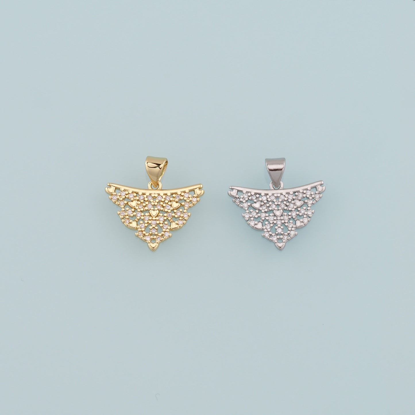 18K Gold Filled Triangle Pendant, CZ Micro Pave Triangle Charm Bracelet Necklace for DIY Jewelry Making Supply