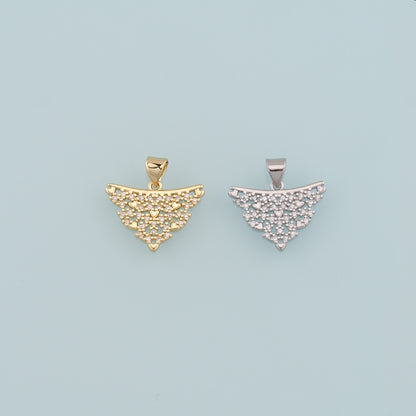 18K Gold Filled Triangle Pendant, CZ Micro Pave Triangle Charm Bracelet Necklace for DIY Jewelry Making Supply