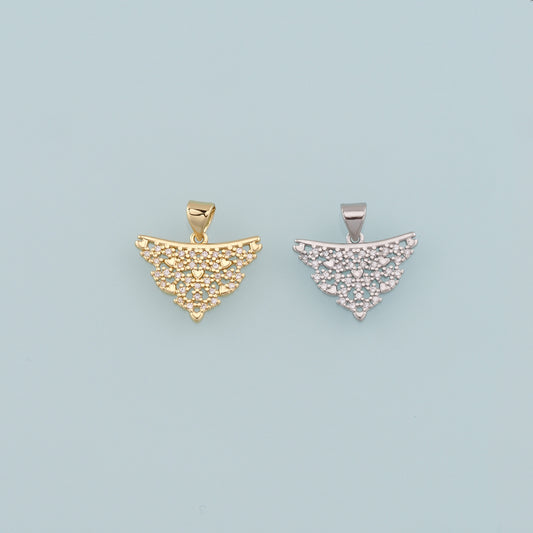 18K Gold Filled Triangle Pendant, CZ Micro Pave Triangle Charm Bracelet Necklace for DIY Jewelry Making Supply