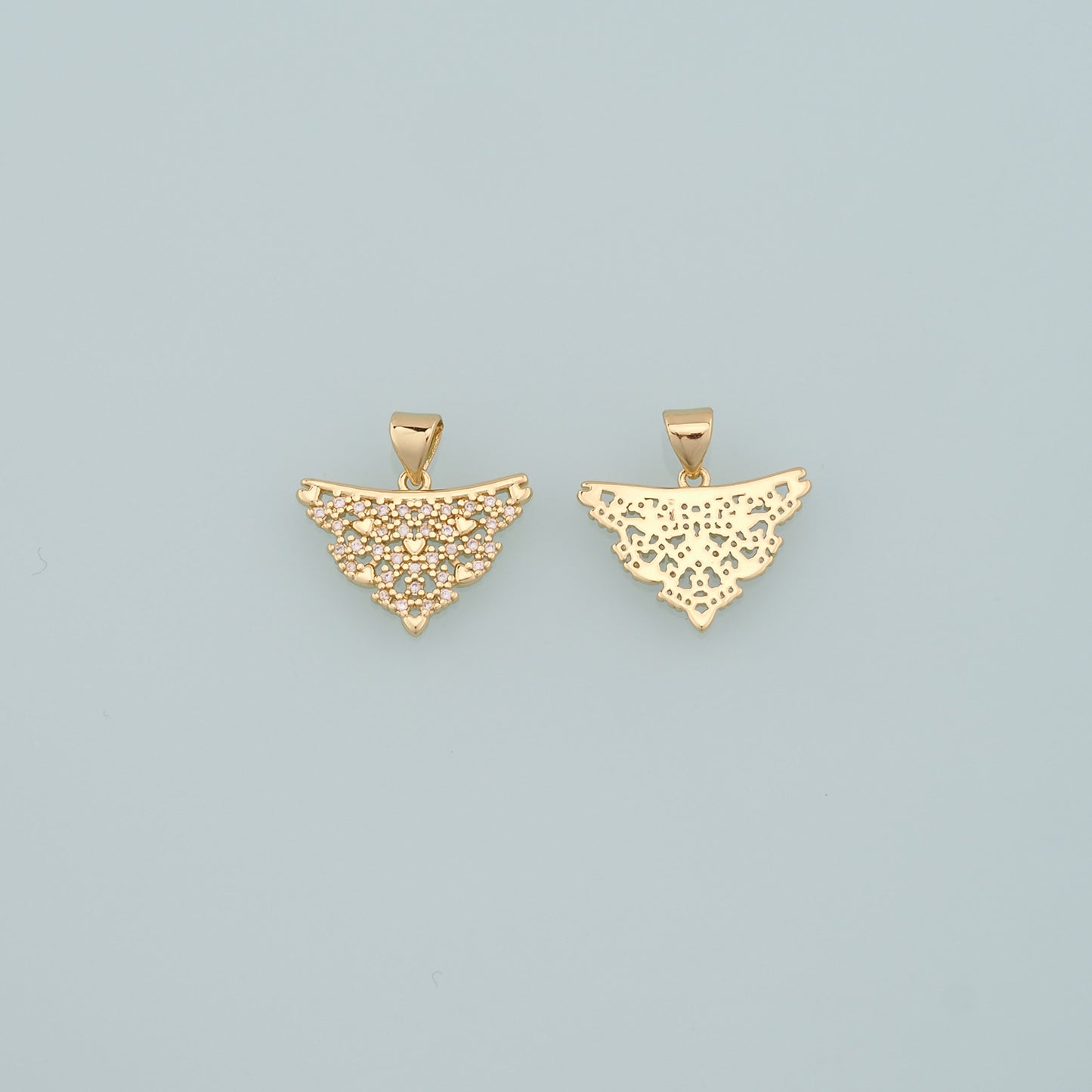 18K Gold Filled Triangle Pendant, CZ Micro Pave Triangle Charm Bracelet Necklace for DIY Jewelry Making Supply