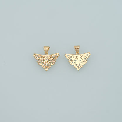 18K Gold Filled Triangle Pendant, CZ Micro Pave Triangle Charm Bracelet Necklace for DIY Jewelry Making Supply