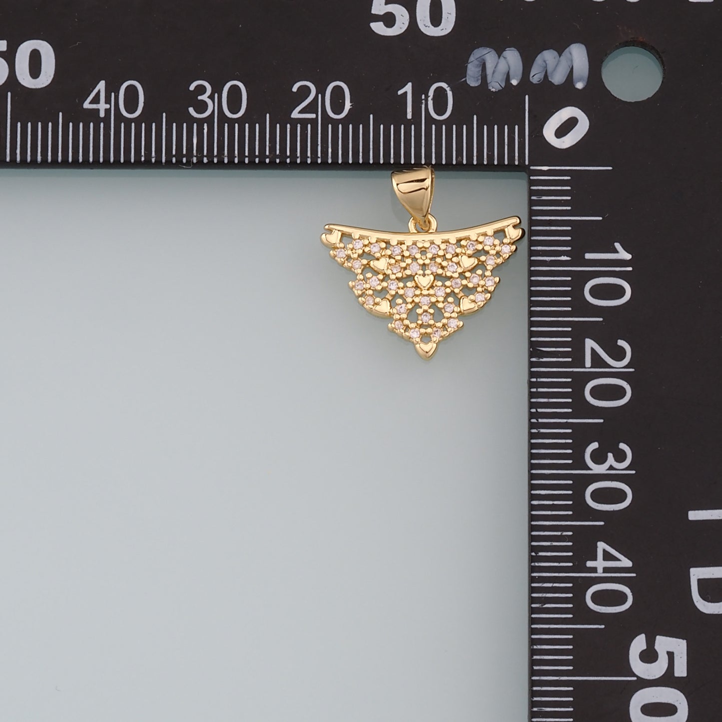 18K Gold Filled Triangle Pendant, CZ Micro Pave Triangle Charm Bracelet Necklace for DIY Jewelry Making Supply