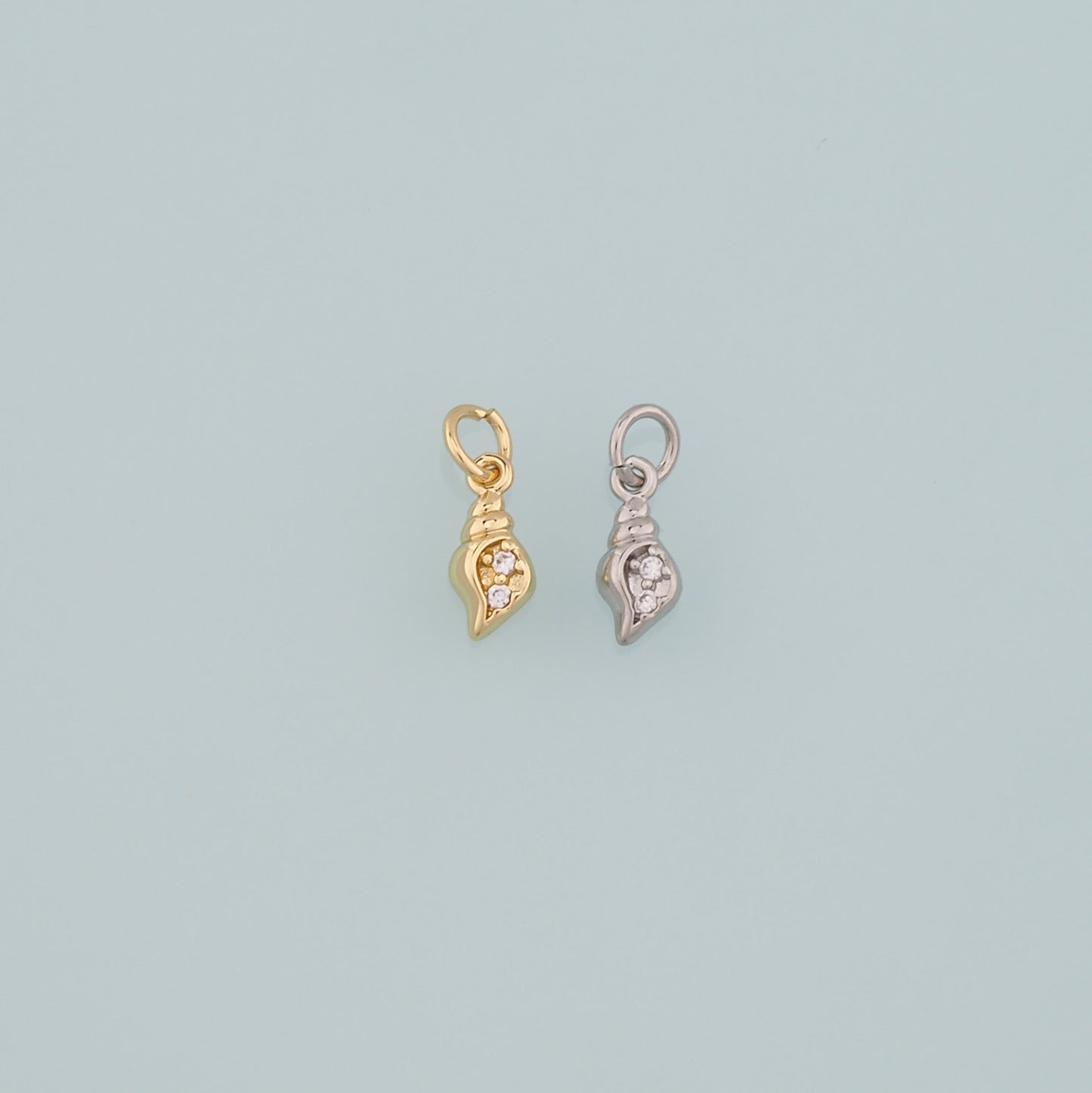 Gold Conch Charms,18K Gold Filled Conch Pendant,CZ Micro Pave Conch Shell Charm Bracelet Necklace for DIY Jewelry Making Supply