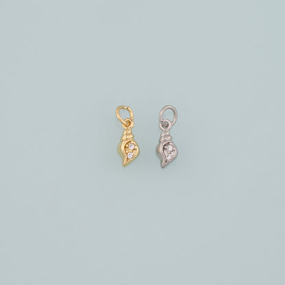 Gold Conch Charms,18K Gold Filled Conch Pendant,CZ Micro Pave Conch Shell Charm Bracelet Necklace for DIY Jewelry Making Supply