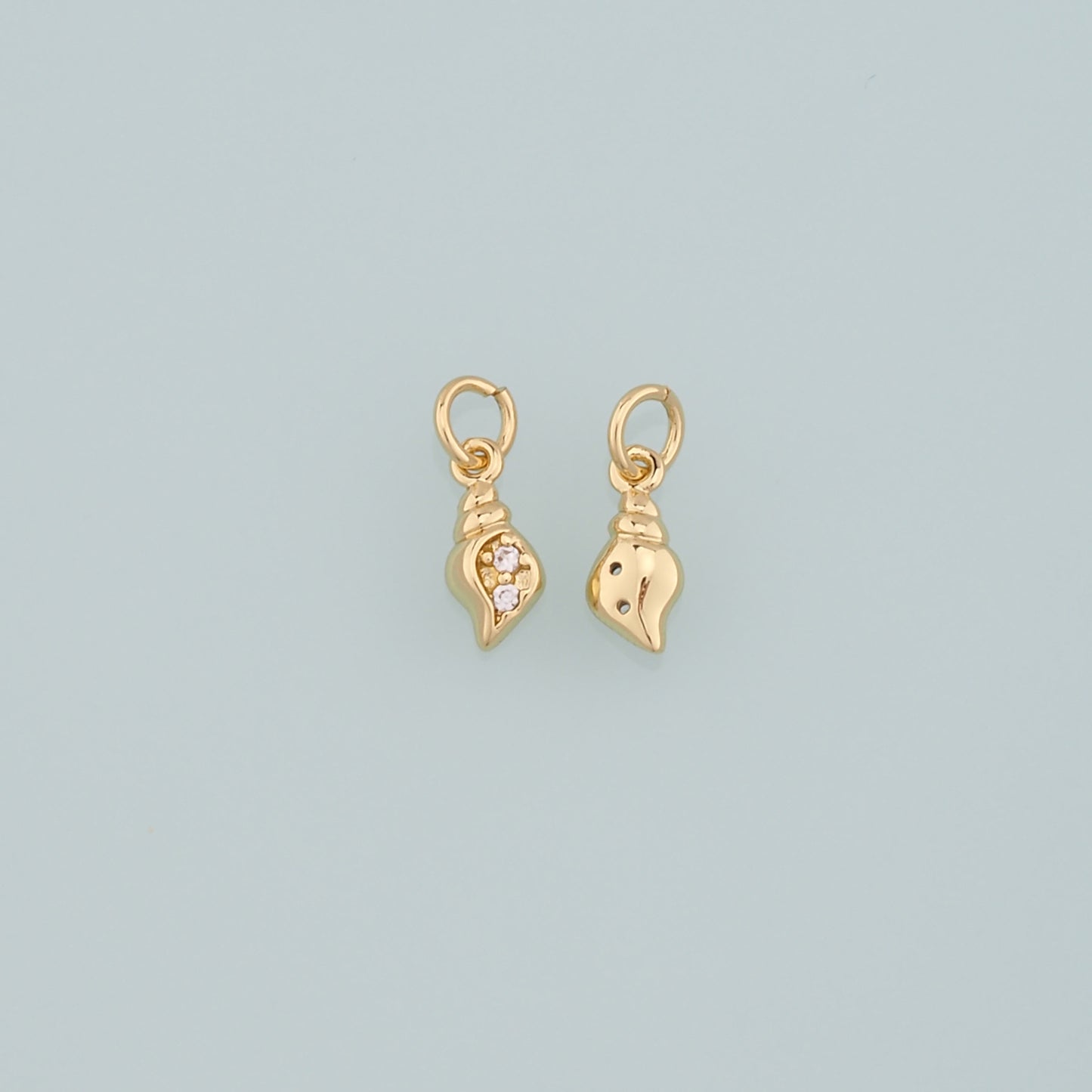 Gold Conch Charms,18K Gold Filled Conch Pendant,CZ Micro Pave Conch Shell Charm Bracelet Necklace for DIY Jewelry Making Supply