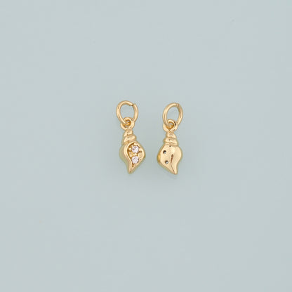 Gold Conch Charms,18K Gold Filled Conch Pendant,CZ Micro Pave Conch Shell Charm Bracelet Necklace for DIY Jewelry Making Supply