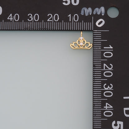 18K Gold Filled Crown Pendant,CZ Micro Pave Crown Charm Bracelet Necklace for DIY Jewelry Making Supply