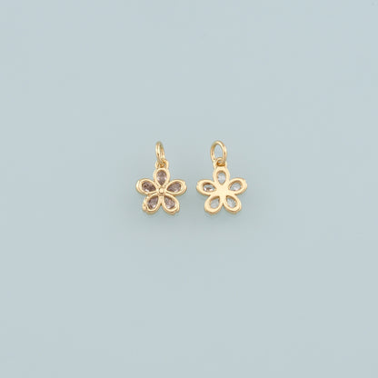 Gold Flower Charms,18K Gold Filled Flower Pendant,CZ Micro Pave Flower Charm Bracelet Necklace for DIY Jewelry Making Supply