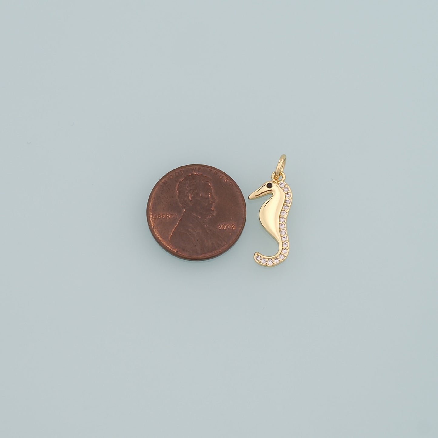 18K Gold Filled Seahorse Pendant,CZ Micro Pave Seahorse Charm Bracelet Necklace for DIY Jewelry Making Supply