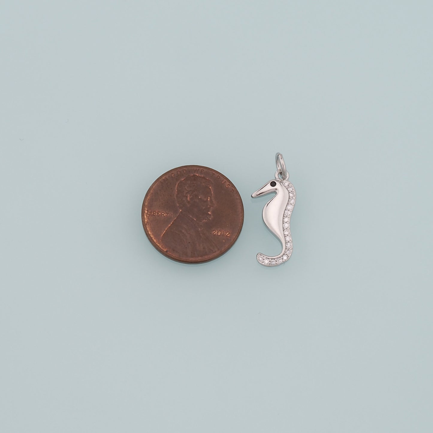 18K Gold Filled Seahorse Pendant,CZ Micro Pave Seahorse Charm Bracelet Necklace for DIY Jewelry Making Supply