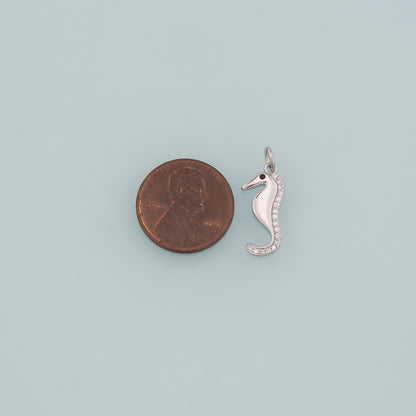 18K Gold Filled Seahorse Pendant,CZ Micro Pave Seahorse Charm Bracelet Necklace for DIY Jewelry Making Supply