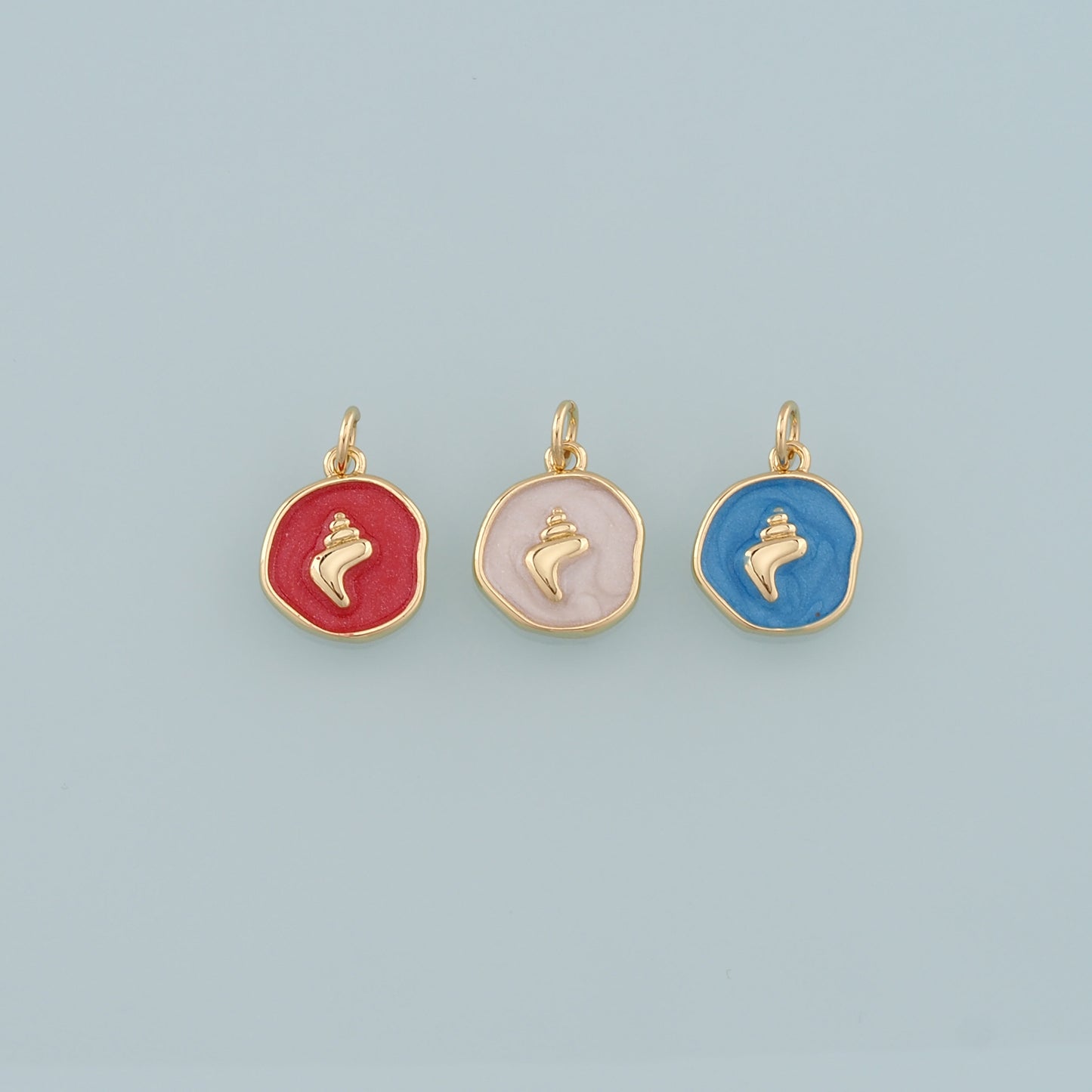 Gold Conch Charms,18K Gold Filled Conch Pendant,Enamel Conch Shell Charm Bracelet Necklace for DIY Jewelry Making Supply
