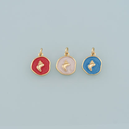 Gold Conch Charms,18K Gold Filled Conch Pendant,Enamel Conch Shell Charm Bracelet Necklace for DIY Jewelry Making Supply