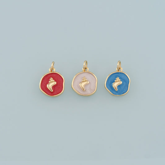 Gold Conch Charms,18K Gold Filled Conch Pendant,Enamel Conch Shell Charm Bracelet Necklace for DIY Jewelry Making Supply