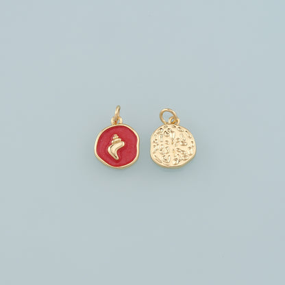 Gold Conch Charms,18K Gold Filled Conch Pendant,Enamel Conch Shell Charm Bracelet Necklace for DIY Jewelry Making Supply