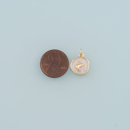 Gold Conch Charms,18K Gold Filled Conch Pendant,Enamel Conch Shell Charm Bracelet Necklace for DIY Jewelry Making Supply