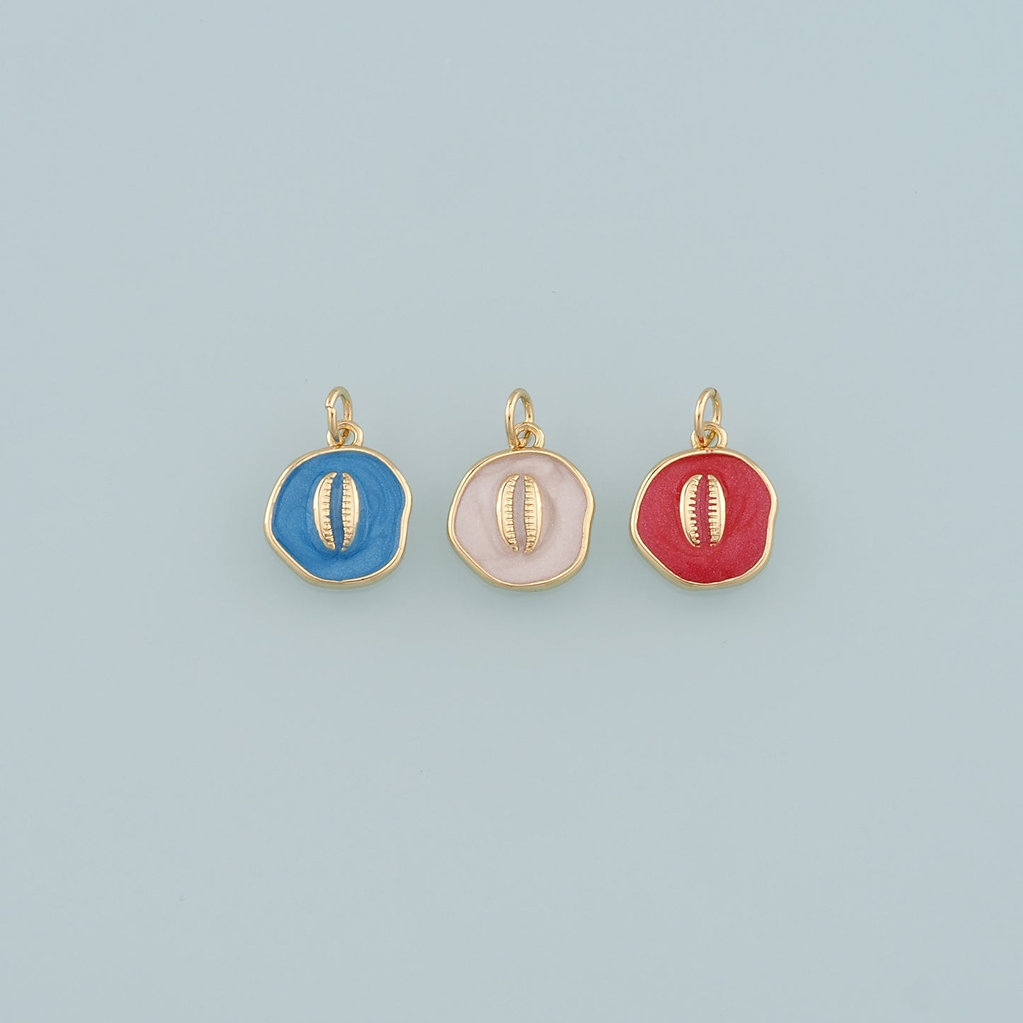 Gold Conch Charms,18K Gold Filled Baby Shell Pendant,Enamel Conch Shell Charm Bracelet Necklace for DIY Jewelry Making Supply