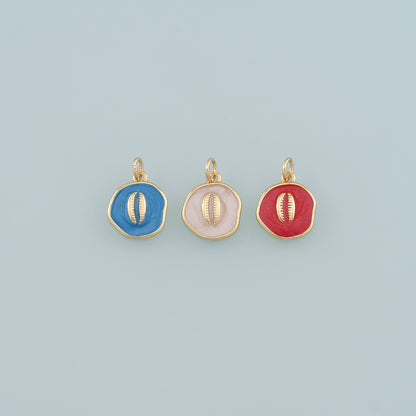 Gold Conch Charms,18K Gold Filled Baby Shell Pendant,Enamel Conch Shell Charm Bracelet Necklace for DIY Jewelry Making Supply
