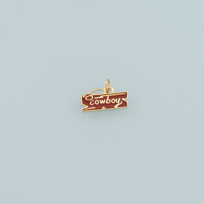 Gold Cowboy Charms,18K Gold Filled Cowboy Pendant,Enamel Cowboy Charm Bracelet Necklace for DIY Jewelry Making Supply