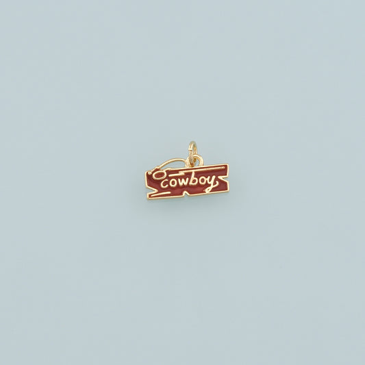 Gold Cowboy Charms,18K Gold Filled Cowboy Pendant,Enamel Cowboy Charm Bracelet Necklace for DIY Jewelry Making Supply