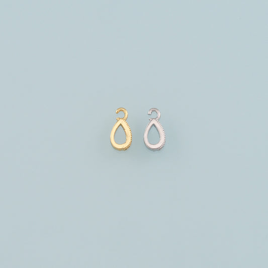 18K Gold Filled Teardrop Pendant,Teardrop Charm Bracelet Necklace for DIY Jewelry Making Supply