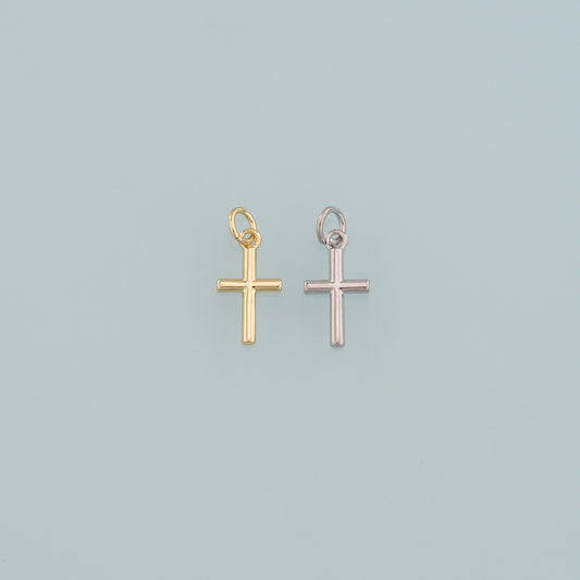 Gold Cross Charms,18K Gold Filled Cross Pendant,Religion Charm Bracelet Necklace for DIY Jewelry Making Supply