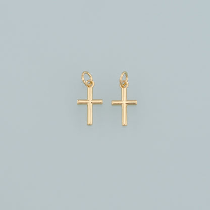 Gold Cross Charms,18K Gold Filled Cross Pendant,Religion Charm Bracelet Necklace for DIY Jewelry Making Supply