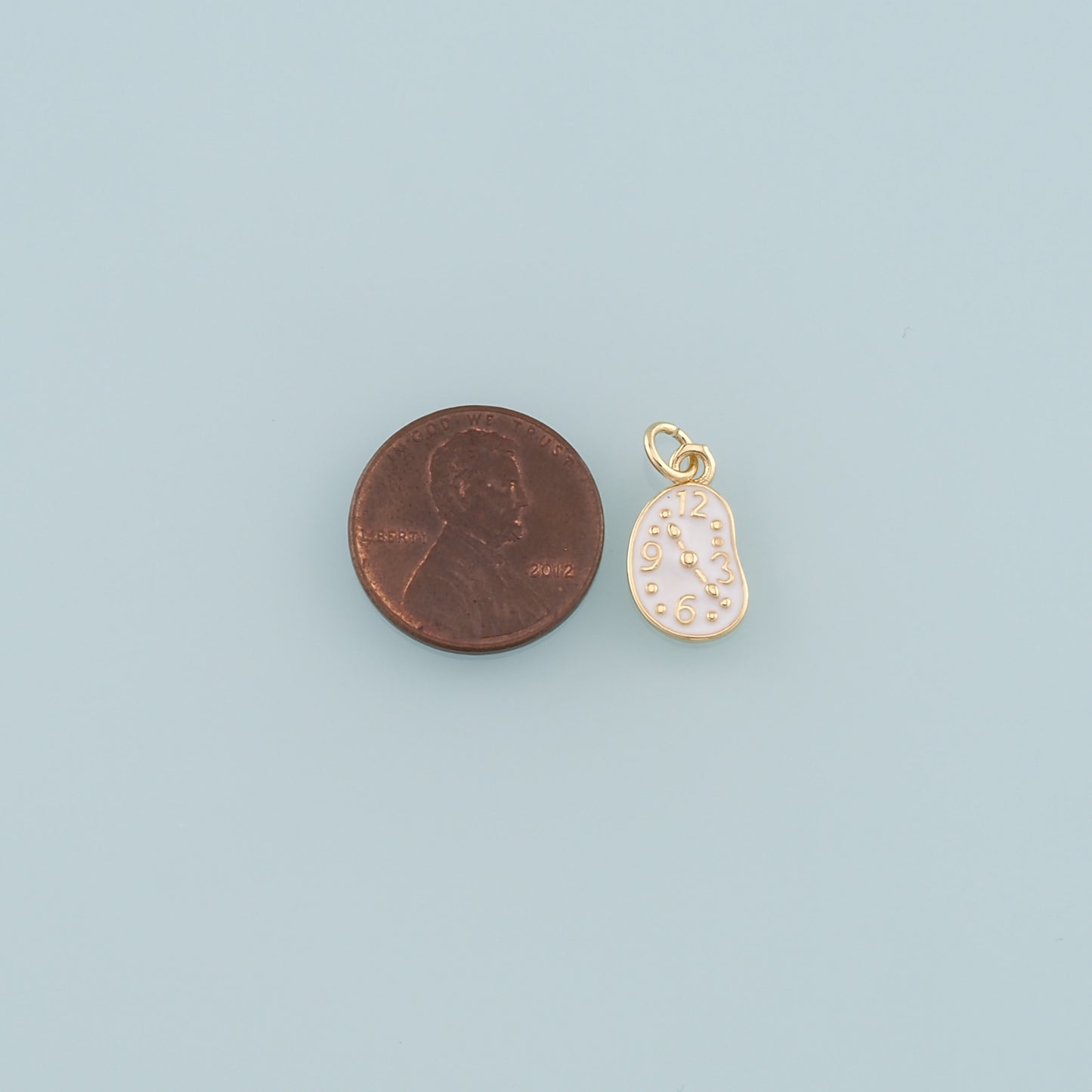 Gold Time Charms,18K Gold Filled Clock Pendant,Enamel Clock Charm Bracelet Necklace for DIY Jewelry Making Supply