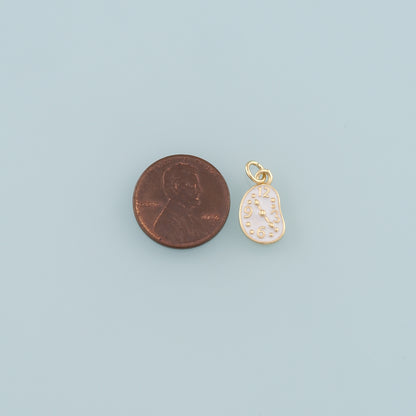 Gold Time Charms,18K Gold Filled Clock Pendant,Enamel Clock Charm Bracelet Necklace for DIY Jewelry Making Supply