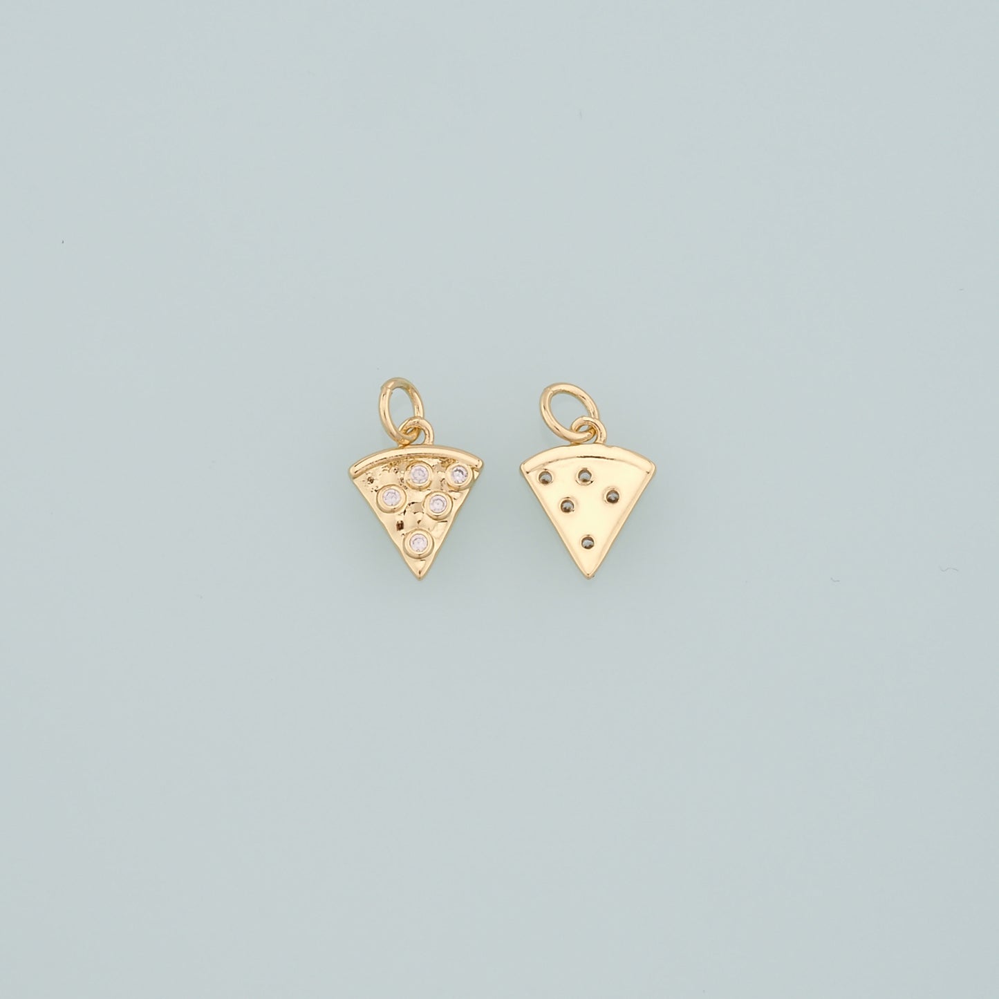 Gold Pizza Charms,18K Gold Filled Pizza Pendant,CZ Micro Pave Gourmet Food Charm Bracelet Necklace for DIY Jewelry Making Supply