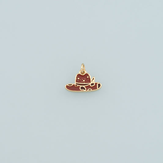 Gold Cowboy Hat Charms,18K Gold Filled Cowboy Pendant,Enamel Hat Charm Bracelet Necklace for DIY Jewelry Making Supply