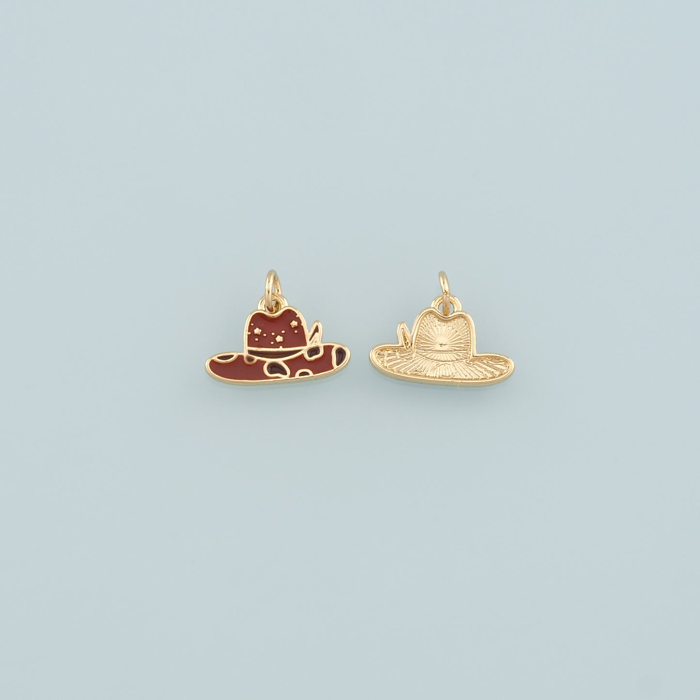 Gold Cowboy Hat Charms,18K Gold Filled Cowboy Pendant,Enamel Hat Charm Bracelet Necklace for DIY Jewelry Making Supply
