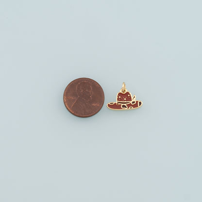 Gold Cowboy Hat Charms,18K Gold Filled Cowboy Pendant,Enamel Hat Charm Bracelet Necklace for DIY Jewelry Making Supply