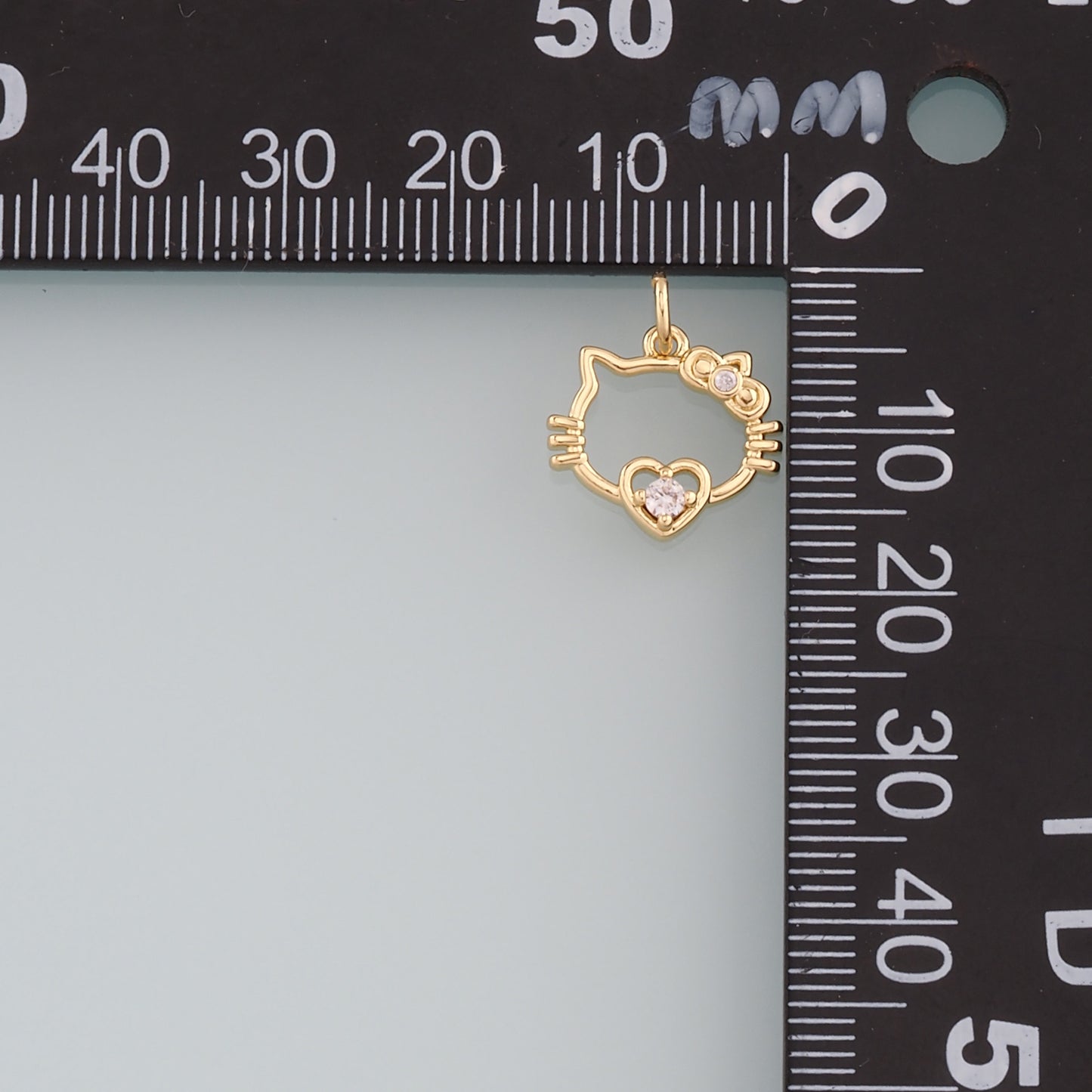 Gold Cat Charms,18K Gold Filled Cat Pendant,CZ Micro Pave Cat Charm Bracelet Necklace for DIY Jewelry Making Supply