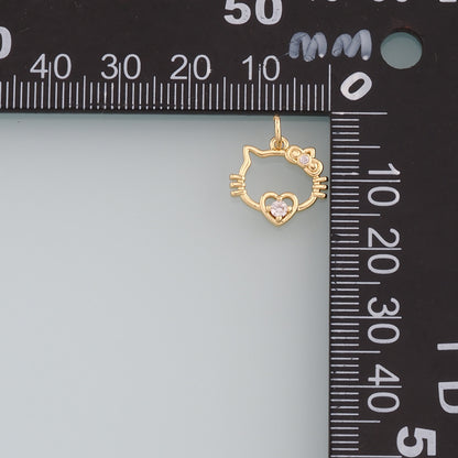 Gold Cat Charms,18K Gold Filled Cat Pendant,CZ Micro Pave Cat Charm Bracelet Necklace for DIY Jewelry Making Supply