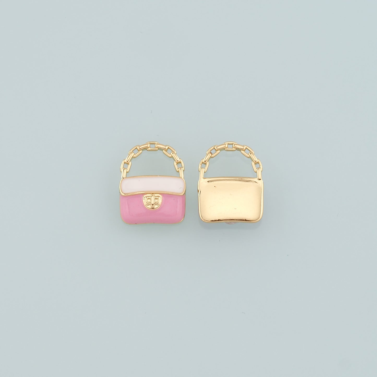Gold Bag Charms,18K Gold Filled Handbag Pendant,Enamel Handbag Charm Bracelet Necklace for DIY Jewelry Making Supply