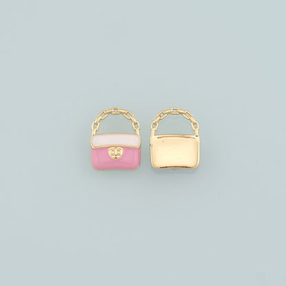 Gold Bag Charms,18K Gold Filled Handbag Pendant,Enamel Handbag Charm Bracelet Necklace for DIY Jewelry Making Supply