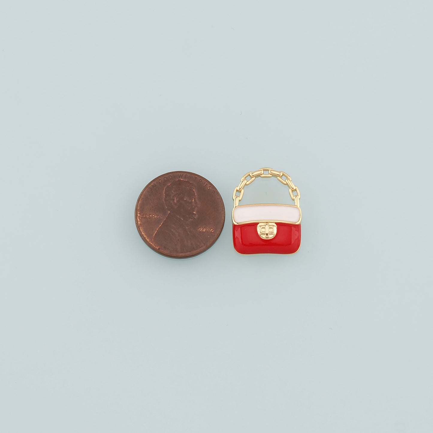 Gold Bag Charms,18K Gold Filled Handbag Pendant,Enamel Handbag Charm Bracelet Necklace for DIY Jewelry Making Supply